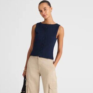 Madewell Ribbed Crewneck Shell Top in Navy Blue